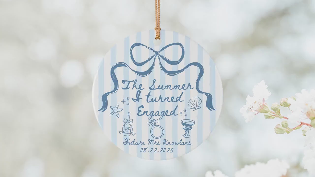 The Summer I Turned Engaged Ornament Bride to Be Christmas Gift Future Mr and Mrs Ceramic Ornament for Couple Best Friend Engagement Gift
